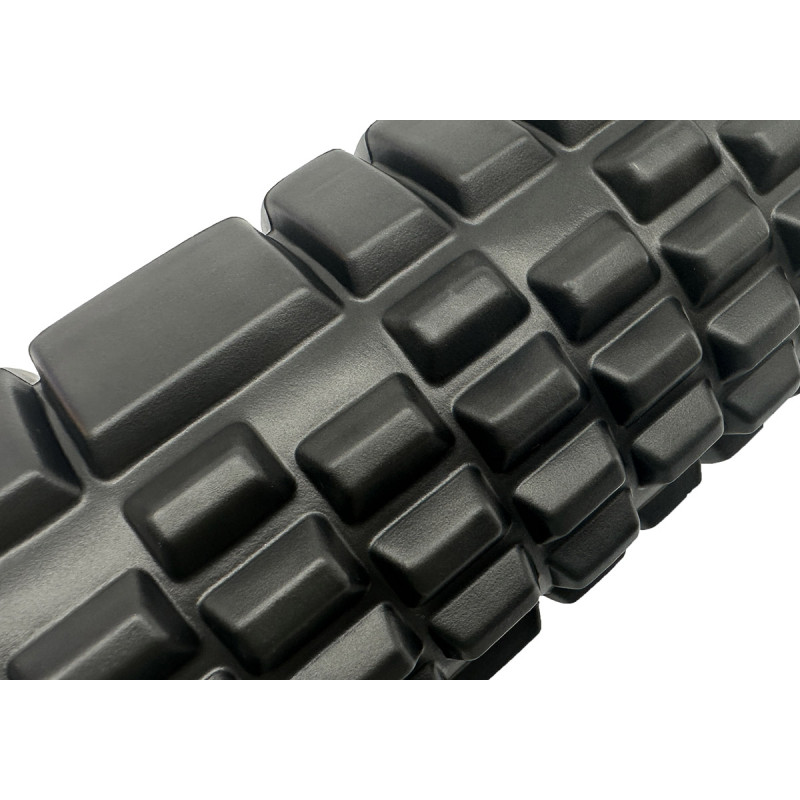 Массажный ролик (валик) EasyFit Grid Roller v.1.1, Длина 33 см, Диаметр 14 см, Каркас из высокопрочного пластика, Пена EVA с массажной поверхностью 3D, для МФР, фитнеса, йоги и реабилитации, Черный