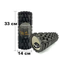 Массажный ролик (валик) EasyFit Grid Roller v.1.1, Длина 33 см, Диаметр 14 см, Каркас из высокопрочного пластика, Пена EVA с массажной поверхностью 3D, для МФР, фитнеса, йоги и реабилитации, Черный