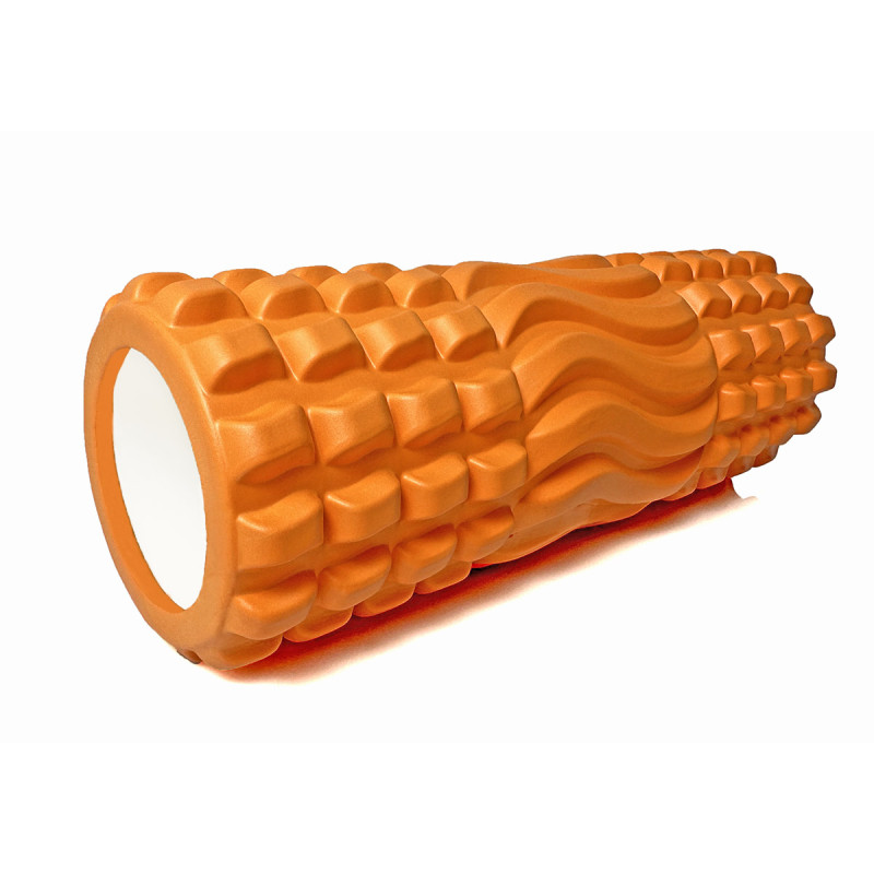 Масажний ролик (валик) EasyFit Wavyspines, Довжина 33 см, Діаметр 11 см, EVA-піна з масажною поверхнею 3D, для МФР, фітнесу, йоги та реабілітації, Помаранчевий