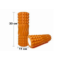 Масажний ролик (валик) EasyFit Wavyspines, Довжина 33 см, Діаметр 11 см, EVA-піна з масажною поверхнею 3D, для МФР, фітнесу, йоги та реабілітації, Помаранчевий