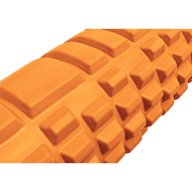 Масажний ролик (валик) EasyFit Grid Roller v.3.1, Довжина 60 см, Діаметр 14 см, Каркас із високоміцного пластику, Піна EVA з масажною поверхнею 3D, для МФР, фітнесу, йоги та реабілітації, Помаранчевий