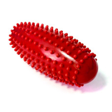 Масажний ролик овальний EasyFit Almond з шипами, Довжина 16 см, Діаметр 6,5 см, ПВХ, для МФР, зняття напруги та самомасажу, Червоний