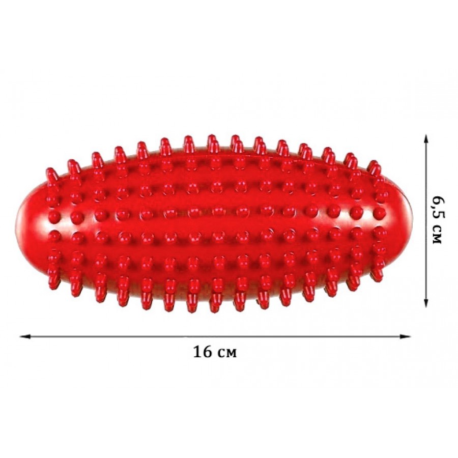 Масажний ролик овальний EasyFit Almond з шипами, Довжина 16 см, Діаметр 6,5 см, ПВХ, для МФР, зняття напруги та самомасажу, Червоний