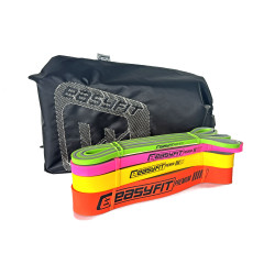 Набор резинок для подтягиваний и спорта EasyFit Premium (4 шт), Двухслойные, Сопротивление 2-45 кг, Длина 200 см, Ширина: 6,4 мм, 13 мм, 22 мм, 32 мм, Толщина 4,5 мм, Латекс, Сумка для хранения