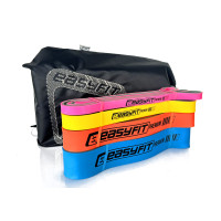 Двошарові гумки (еспандери) EasyFit Premium для підтягувань, Набір 4 шт, Опір 7-63 кг, Довжина 200 см, Латекс двошаровий, Сумка для зберігання, Рожевий, Жовтий, Помаранчевий, Синій