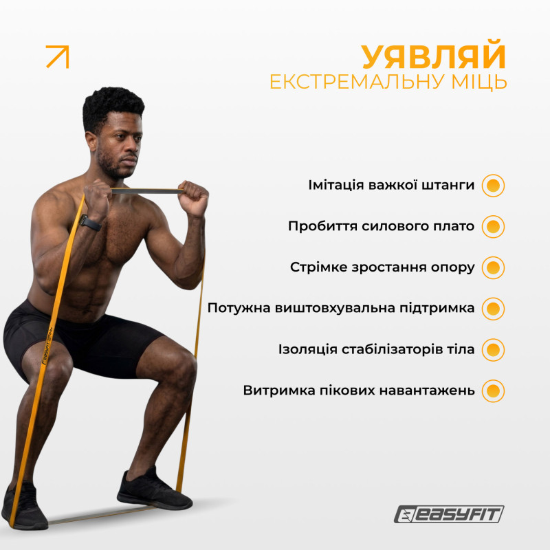 Набір резинок для підтягування та спорту EasyFit Premium (4 шт), двошарові, опір 7-63 кг, сумка для зберігання