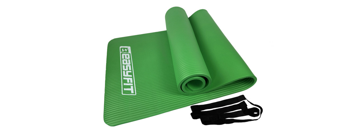 Килимок EasyFit для пілатесу та фітнесу, 180x60 см, товщина 10 мм, NBR, зелений