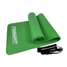 Килимок EasyFit для пілатесу та фітнесу, 180x60 см, товщина 10 мм, NBR, зелений