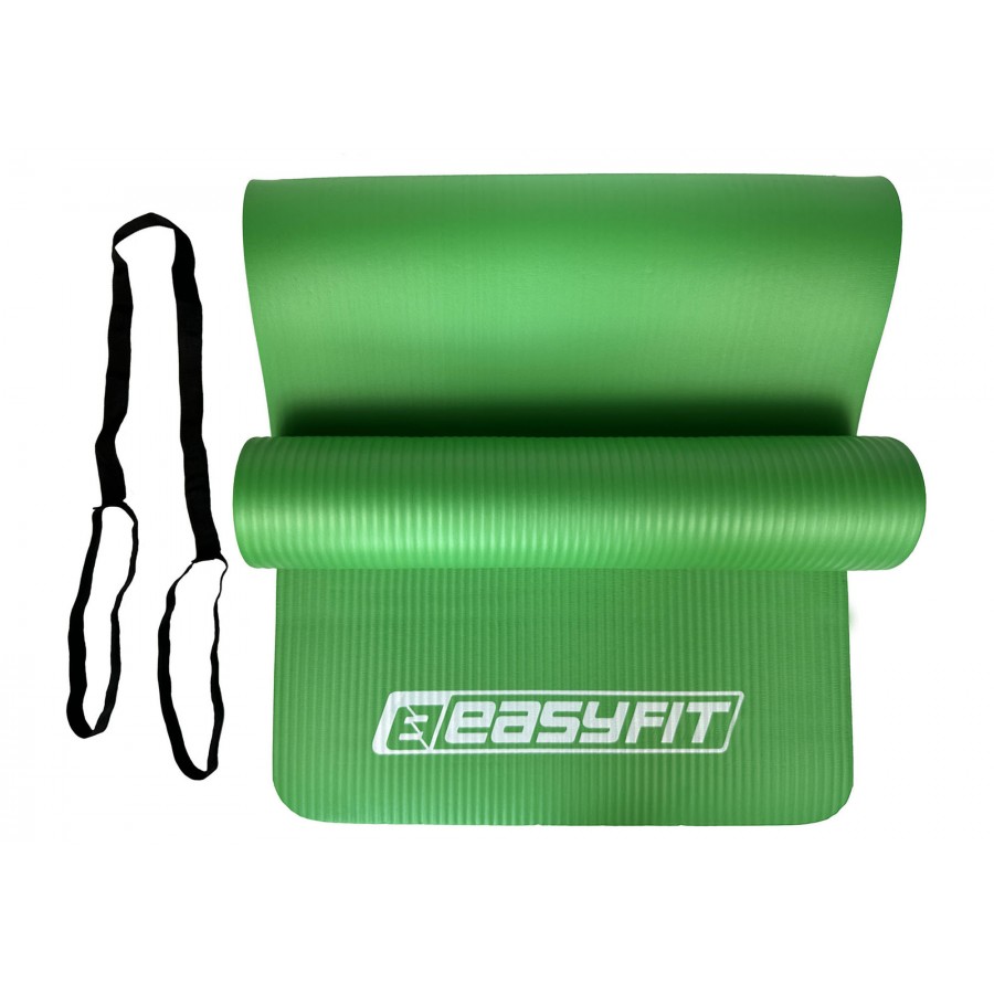 Коврик EasyFit для пилатеса и фитнеса, 180x60 см, толщина 10 мм, NBR, зеленый