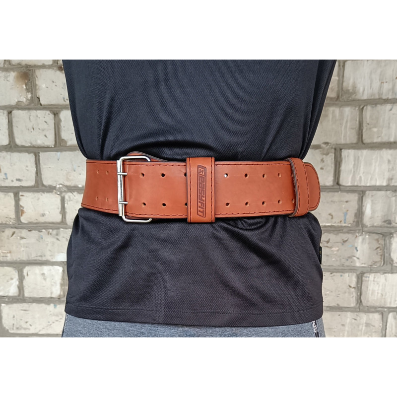 Пояс атлетичний EasyFit DeciBelt, шкіра, 4XL (120-150 см), коричневий