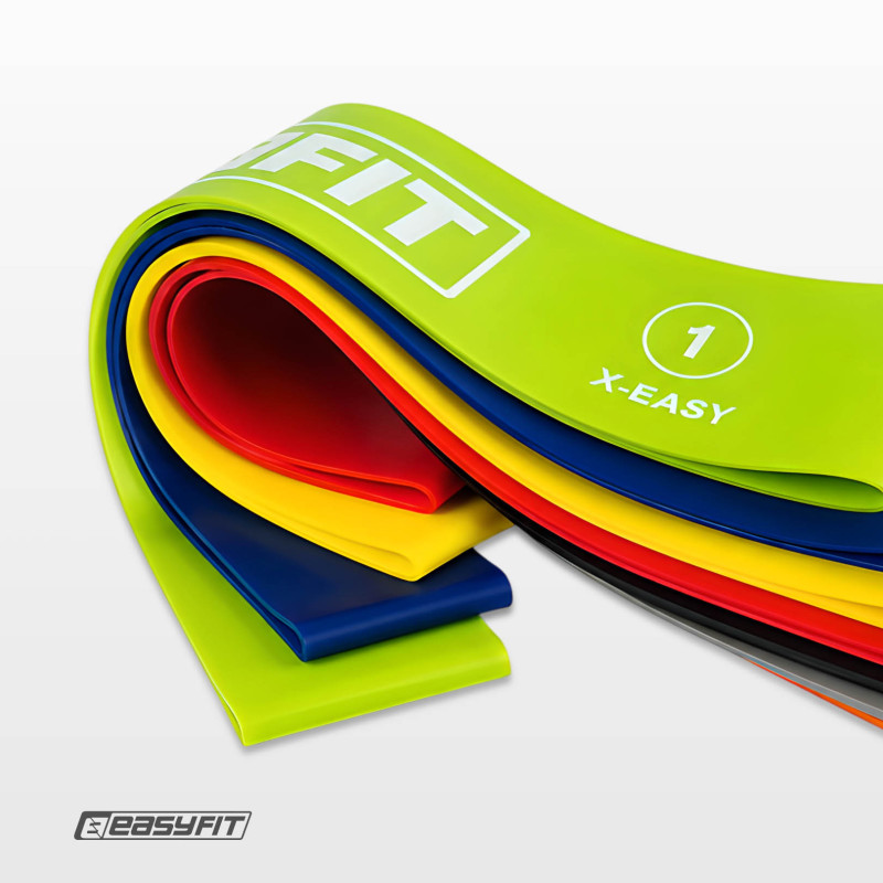 Набор фитнес-резинок для ног EasyFit (7 шт), сопротивление 2,5 - 30 кг, латекс, для фитнеса, силовых упражнений и реабилитации