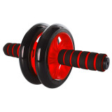 Ролик для пресу подвійний EasyFit з килимком, Діаметр 14 см, Ширина 27 см, Сталь, Гума, Неопрен, Червоний