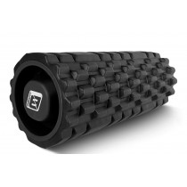 Массажный ролик EasyFit Grid Roller v.1.1 с заглушками, Длина 33 см, Диаметр 14 см, 3D массажная поверхность, Пена EVA, для фитнеса, йоги и восстановления мышц, Черный