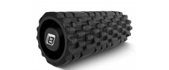 Масажний ролик EasyFit Grid Roller v.1.1 з заглушками, Довжина 33 см, Діаметр 14 см, 3D масажна поверхня, піна EVA, для фітнесу, йоги та відновлення м'язів, Чорний