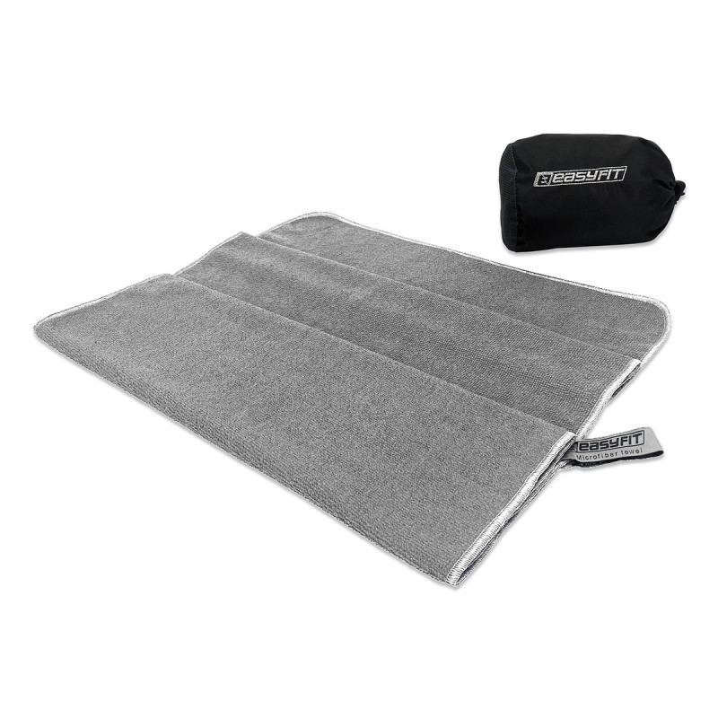 Полотенце для спортзала EasyFit EagleWing в сумочке, Размер 90х50 см, Микрофибра, Серый