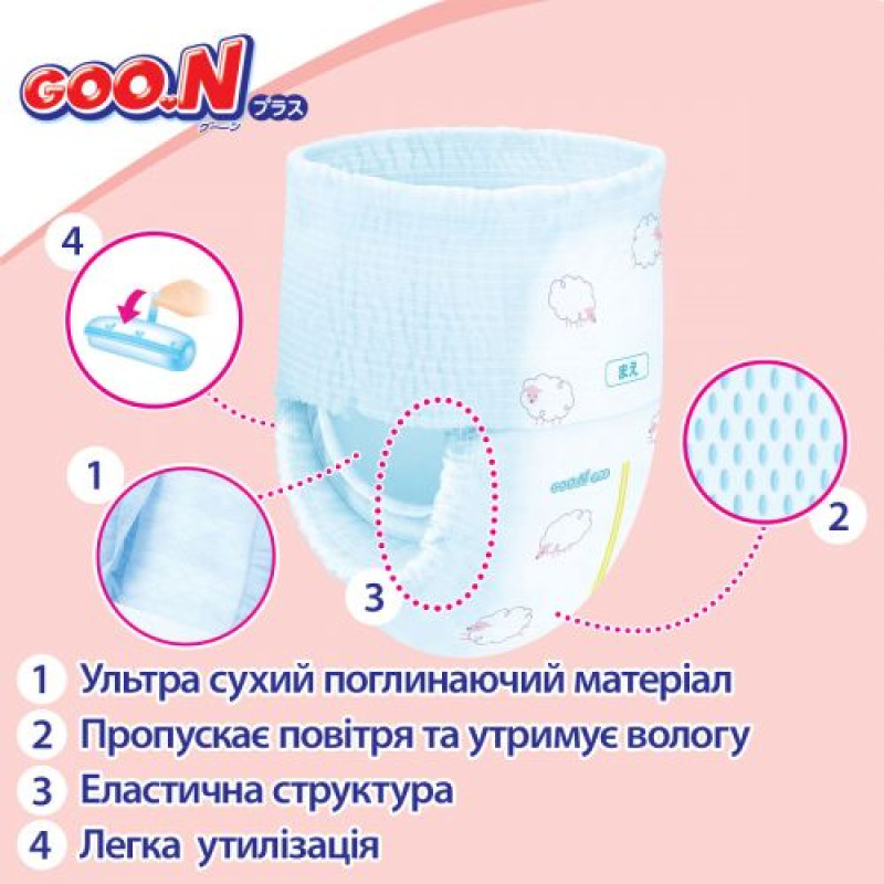 Трусики-подгузники Goo.N Plus для детей (размер 3(M), 6-12 кг, 52 шт)