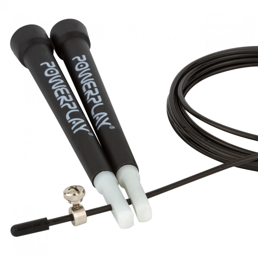 Скакалка швидкісна PowerPlay 4202 Ultra Speed Rope Чорна (2,9m.)