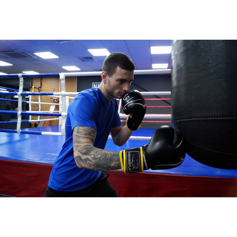 Боксерські рукавиці PowerPlay 3018 Jaguar Чорно-Жовті 10 унцій