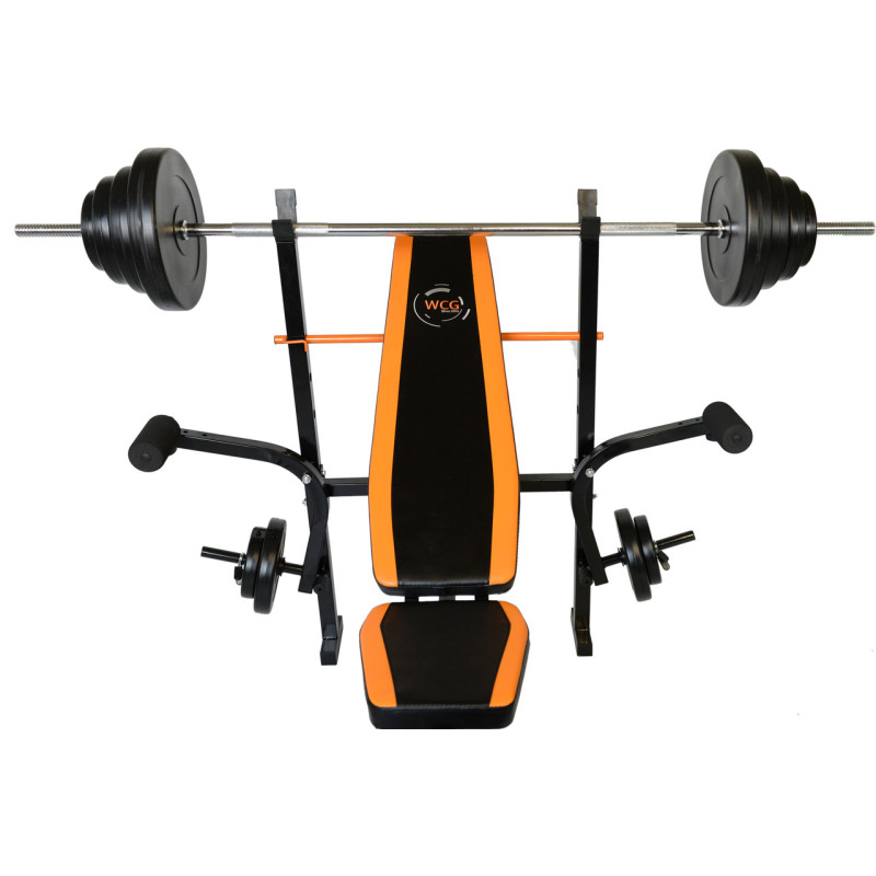 Скамья для жима WCG 0055 Набор STRONG штанга 128 КГ