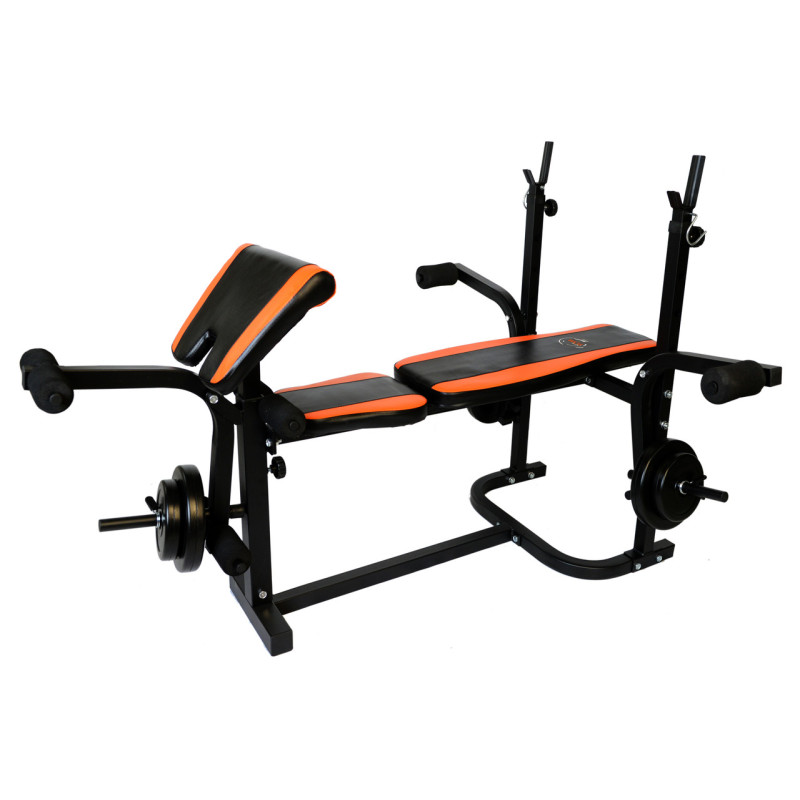 Скамья Для Жима универсальная WCG 0020 с Тягой и партой Скотта + Набор штанга и гантели на 98 кг