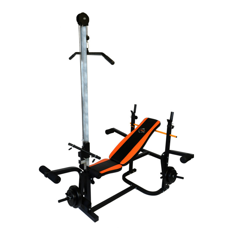 Скамья Для Жима универсальная WCG 0020 с Тягой и партой Скотта + Набор штанга и гантели на 98 кг