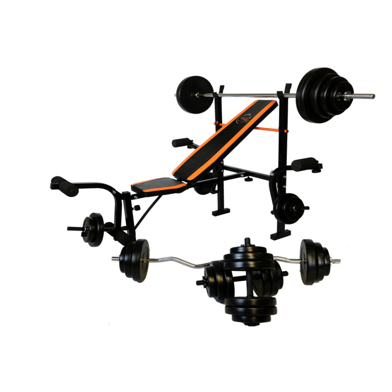 Скамья для жима WCG 0055 Набор STRONG штанга 128 КГ