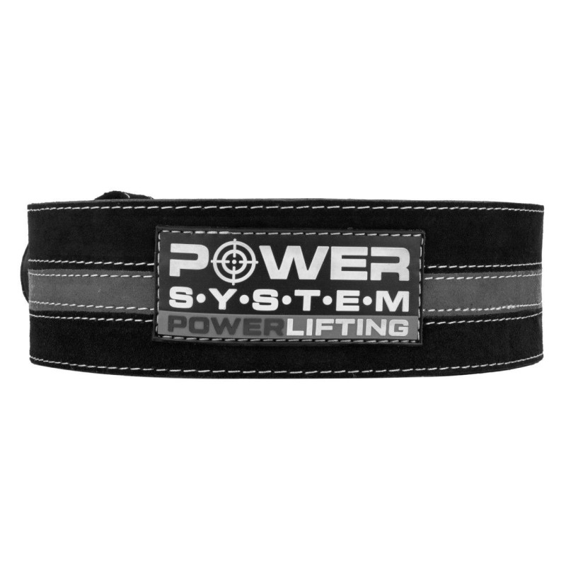 Пояс для пауерліфтингу Power System PS-3800 PowerLifting шкіряний Black/Grey Line M