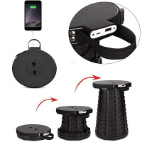 Телескопічне крісло з павербанком WCG (похідний стілець) чорний