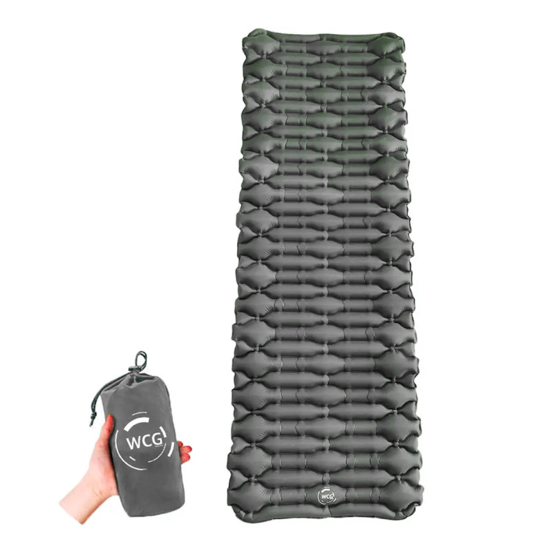 Большой надувной каремат походный, туристический WCG для кемпинга (серый)