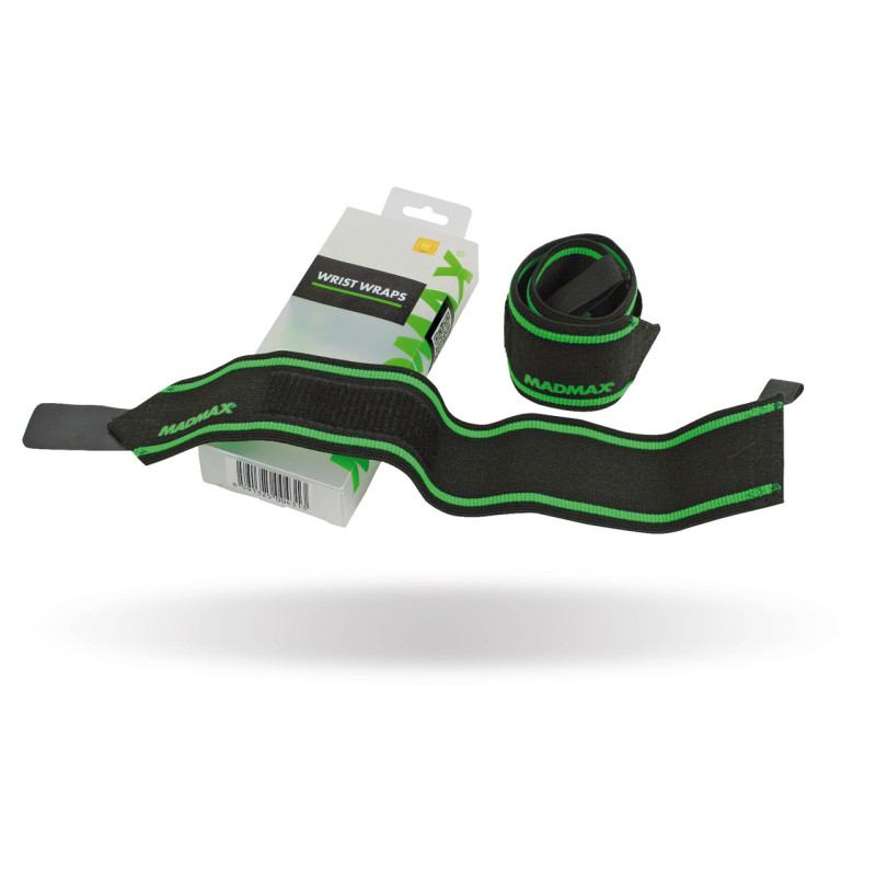Бинти для зап'ясть (кистьові бинти) MadMax MFA-298 Wrist Wraps 18" Black/Green (пара), Довжина 45 см, Ширина 8 см, Бавовна, Еластан, Чорно-зелений