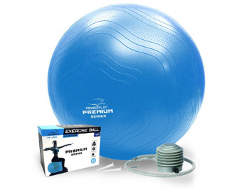 М'яч для фітнесу (фітбол) укріплений PowerPlay 4000 Ø65 cm Premium Gymball Anti-Burst Синій + помпа