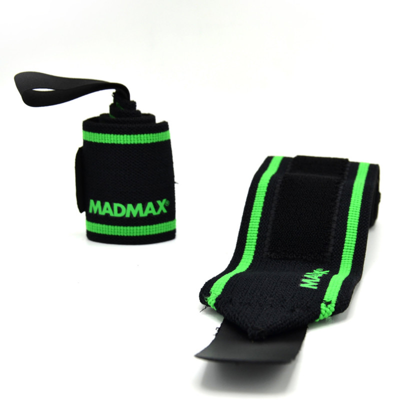 Бинты для запястья (кистевые бинты) MadMax MFA-298 Wrist Wraps 18" Black/Green (пара), Длина 45 см, Ширина 8 см, Хлопок, Эластан, Черно-зеленый
