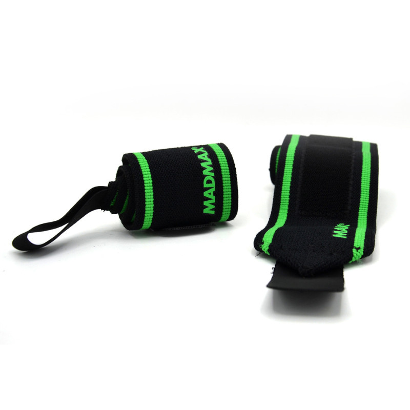 Бинти для зап'ясть (кистьові бинти) MadMax MFA-298 Wrist Wraps 18" Black/Green (пара), Довжина 45 см, Ширина 8 см, Бавовна, Еластан, Чорно-зелений