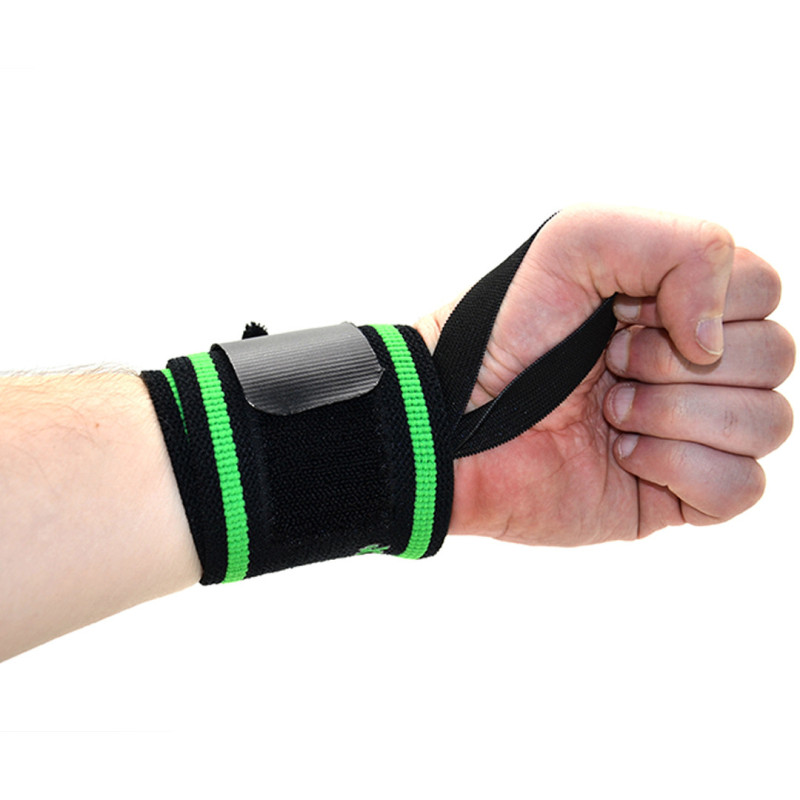 Бинты для запястья (кистевые бинты) MadMax MFA-298 Wrist Wraps 18" Black/Green (пара), Длина 45 см, Ширина 8 см, Хлопок, Эластан, Черно-зеленый