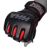 Рукавиці для MMA PowerPlay 3053, Розмір S/M, Штучна шкіра (PU),  Чорно-Червоний