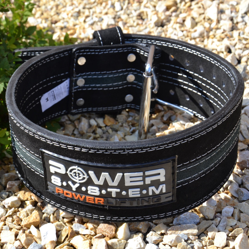 Пояс для пауерліфтингу Power System PS-3800 PowerLifting шкіряний Black/Grey Line M