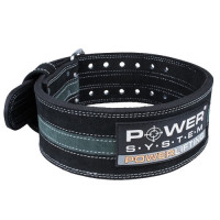 Пояс для пауэрлифтинга Power System PS-3800 PowerLifting кожаный Black/Grey Line M
