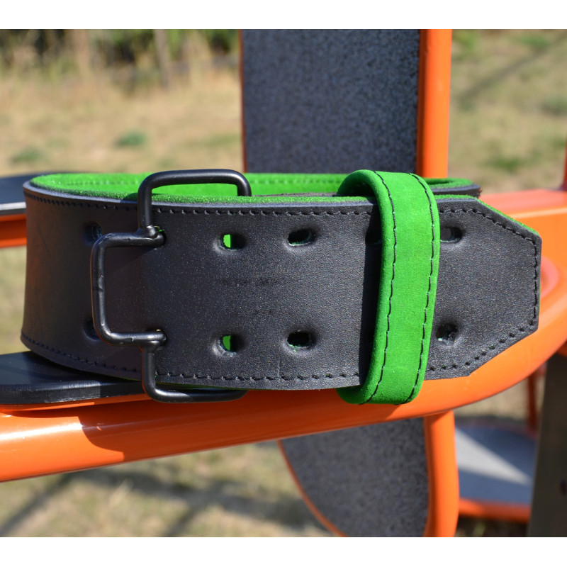 Пояс для тяжелой атлетики MadMax MFB-302 Quick Release Belt Black/Green, Размер XXL (102-120 см), Натуральная кожа, Черно-зеленый