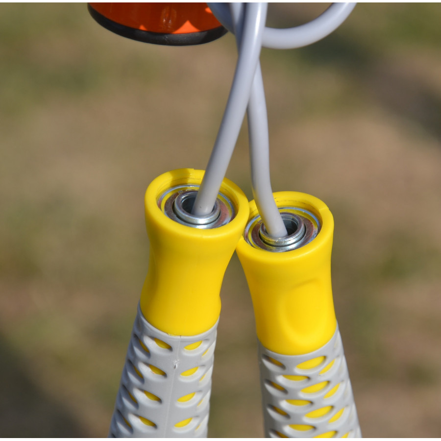 Скакалка PowerPlay 4206 Jump Rope PRO+ Сіро-жовта (2,75m.)