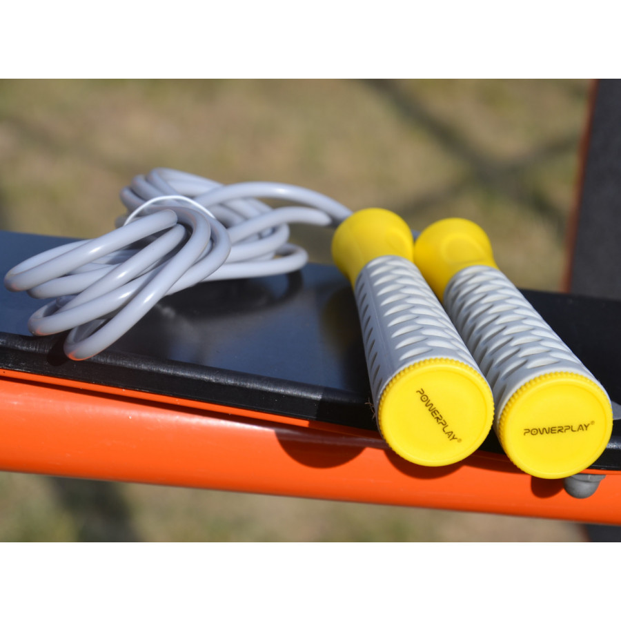 Скакалка PowerPlay 4206 Jump Rope PRO+ Сіро-жовта (2,75m.)