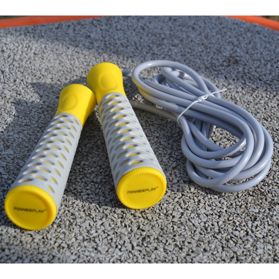 Скакалка PowerPlay 4206 Jump Rope PRO+ Сіро-жовта (2,75m.)