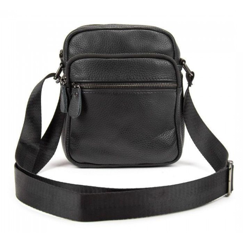 Чоловіча шкіряна сумка планшетка Tiding Bag чорна
