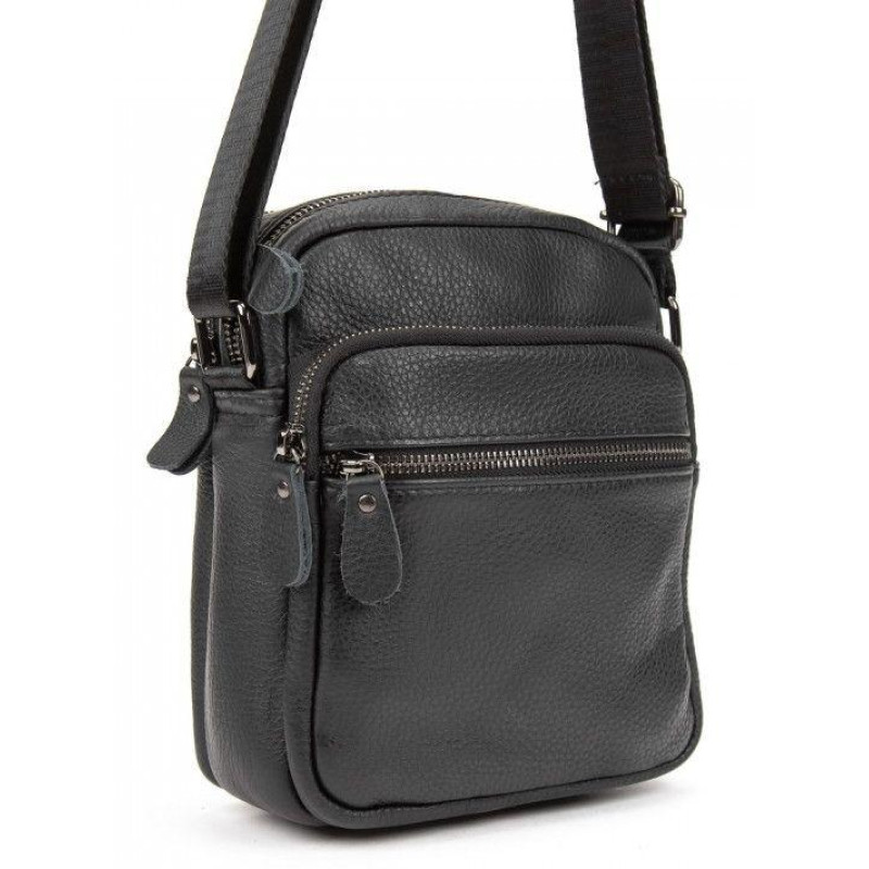 Чоловіча шкіряна сумка планшетка Tiding Bag чорна
