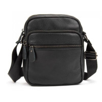 Мужская кожаная сумка планшетка Tiding Bag черная