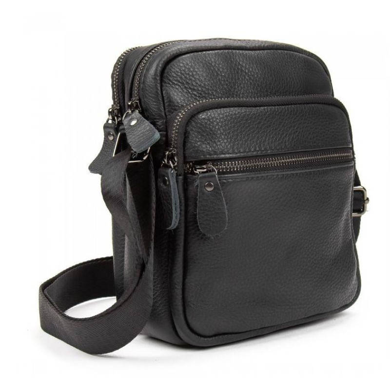Чоловіча шкіряна сумка планшетка Tiding Bag чорна