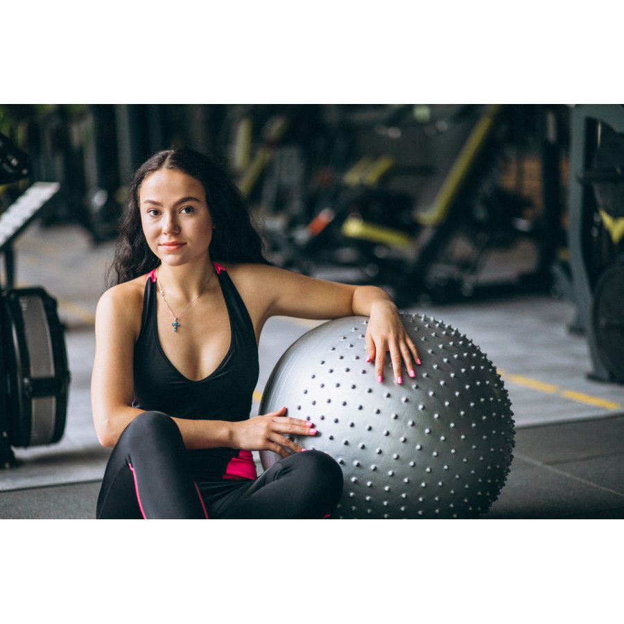 М'яч для фітнесу (фітбол) напівмасажний PowerPlay 4003 Ø75 cm Gymball Темно-сірий + помпа