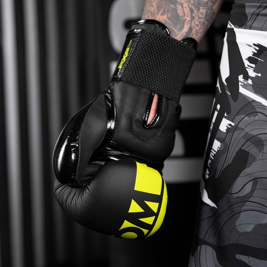 Боксерські рукавиці Phantom APEX Elastic Neon Black/Yellow 16 унцій