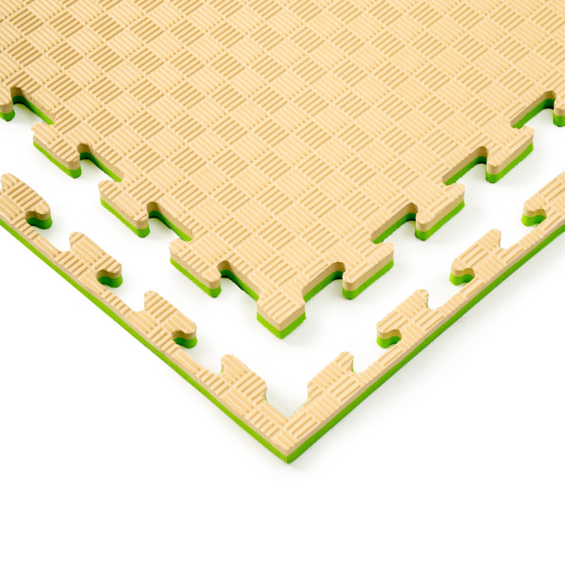 Мат-татами (Мат-пазл ласточкин хвост) WCG EVA 100х100х2 cm Бежево-зеленый
