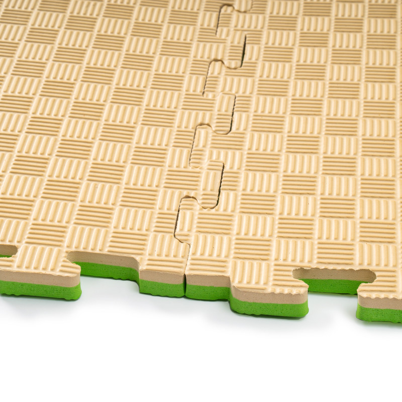 Мат-татами (Мат-пазл ласточкин хвост) WCG EVA 100х100х2 cm Бежево-зеленый
