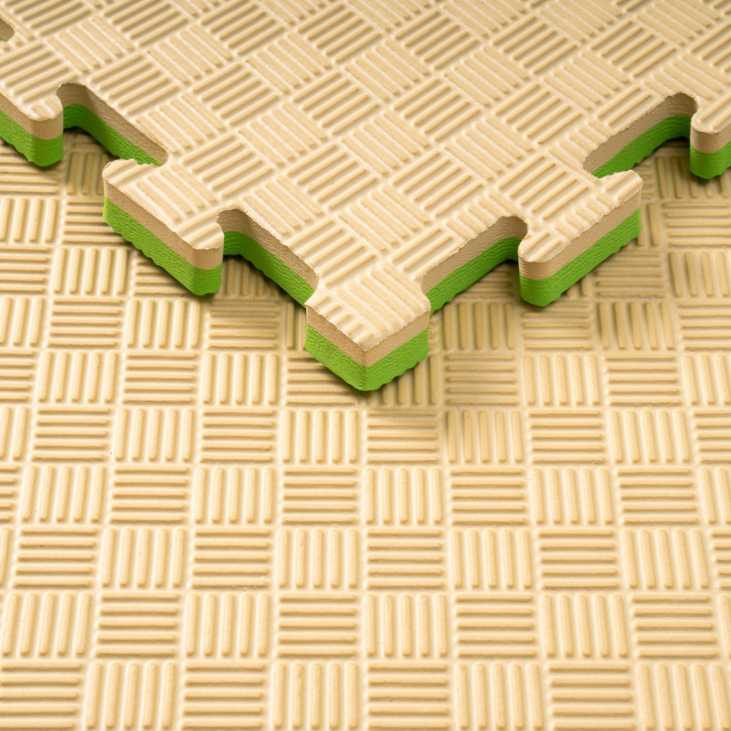 Мат-татами (Мат-пазл ласточкин хвост) WCG EVA 100х100х2 cm Бежево-зеленый